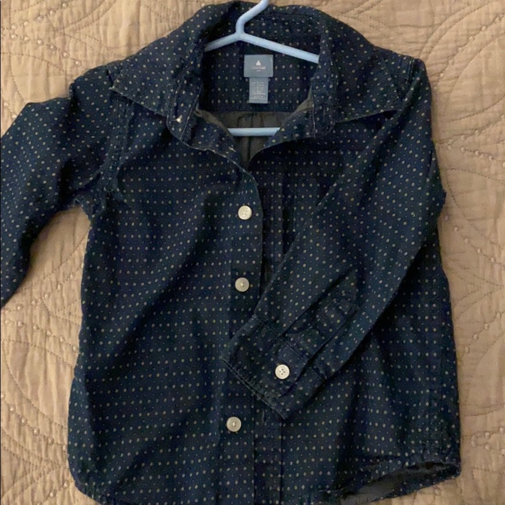 Blue patterned button down shirt 3T a baby gap